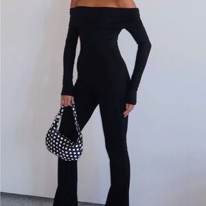White Fox Boutique Black Off-Shoulder Jumpsuit